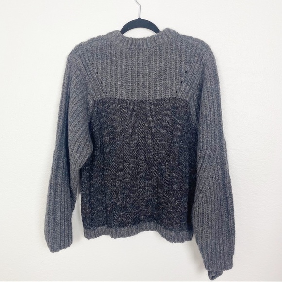 Isabel Marant Etoile Romer Crew Neck Cable Sweater Gray Black Wool Alpaca Warm - Picture 3 of 7